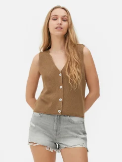 Pullover Und Cardigans|Primark Strickweste Mit V-Ausschnitt Khakifarben