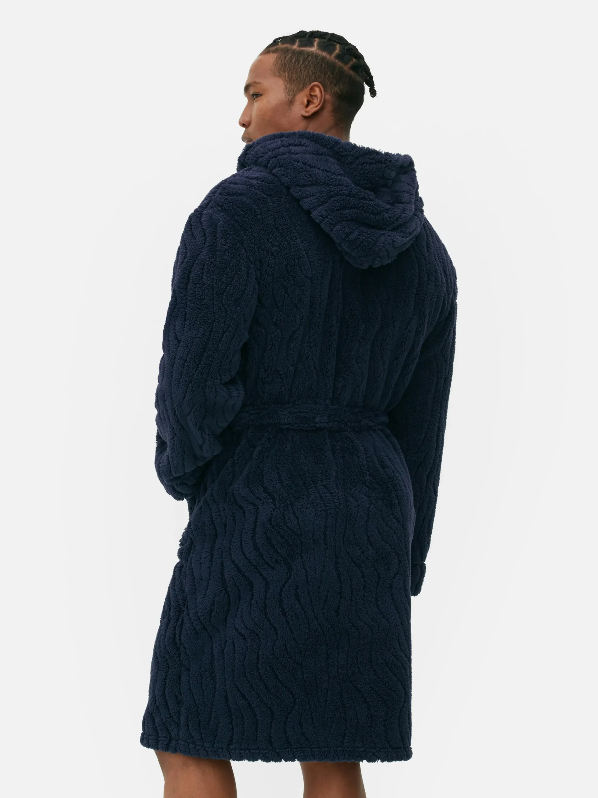 Schlafanzüge|Primark Strukturierter Fleece-Bademantel Marineblau
