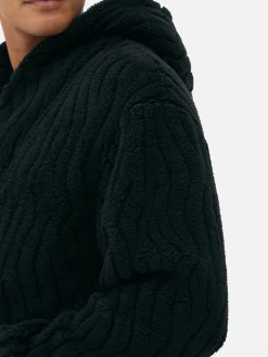 Schlafanzüge|Primark Strukturierter Fleece-Bademantel Schwarz