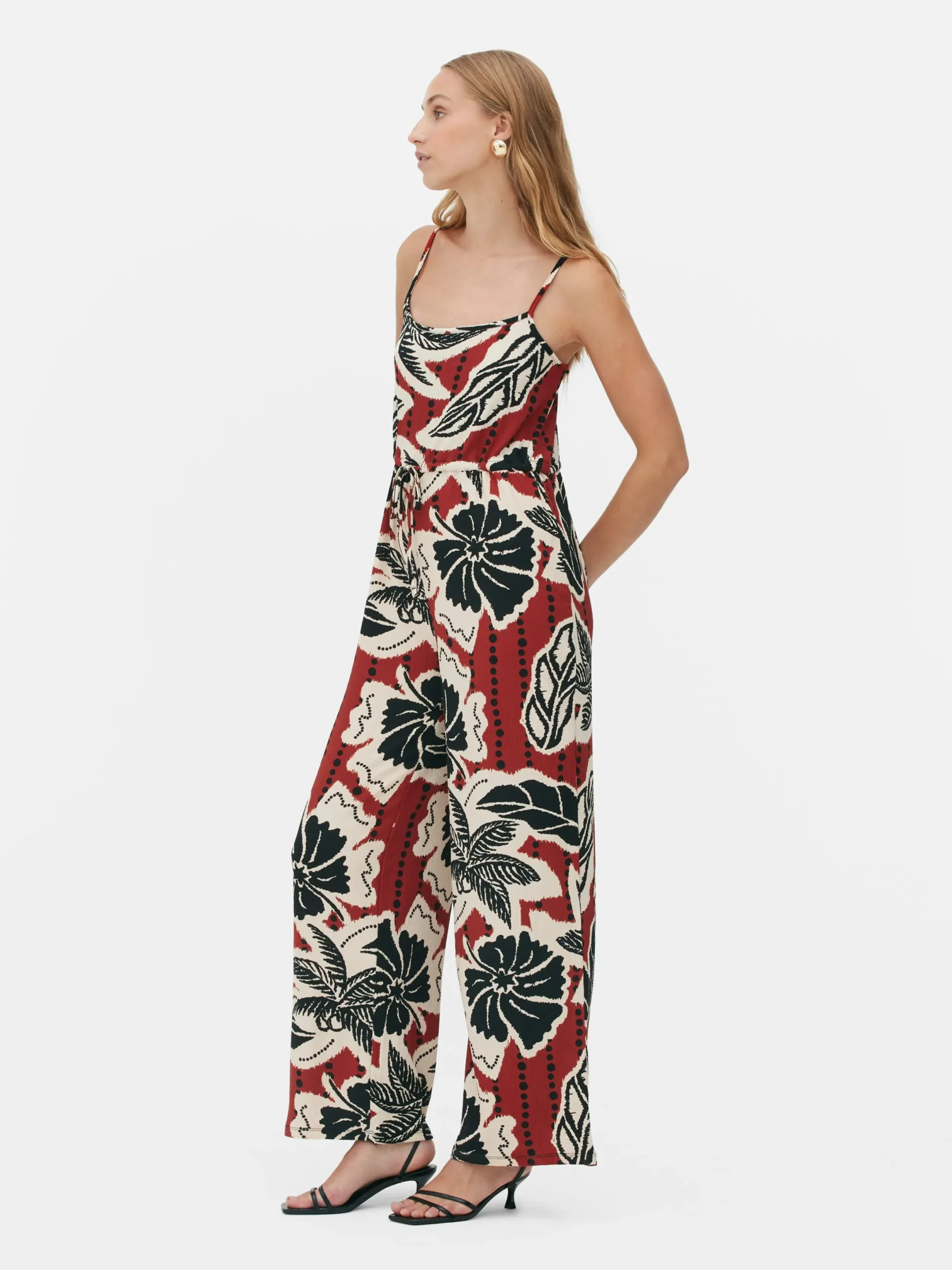Jumpsuits Und Playsuits|Primark Strukturierter Krepp-Jumpsuit Zum Binden Rot