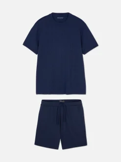 Schlafanzüge|Primark Strukturierter Schlafanzug Mit Shorts Und T-Shirt Marineblau