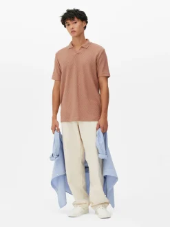 Tops Und T-Shirts|Primark Strukturiertes „Kem“ Strick-Poloshirt Terrakottafarben