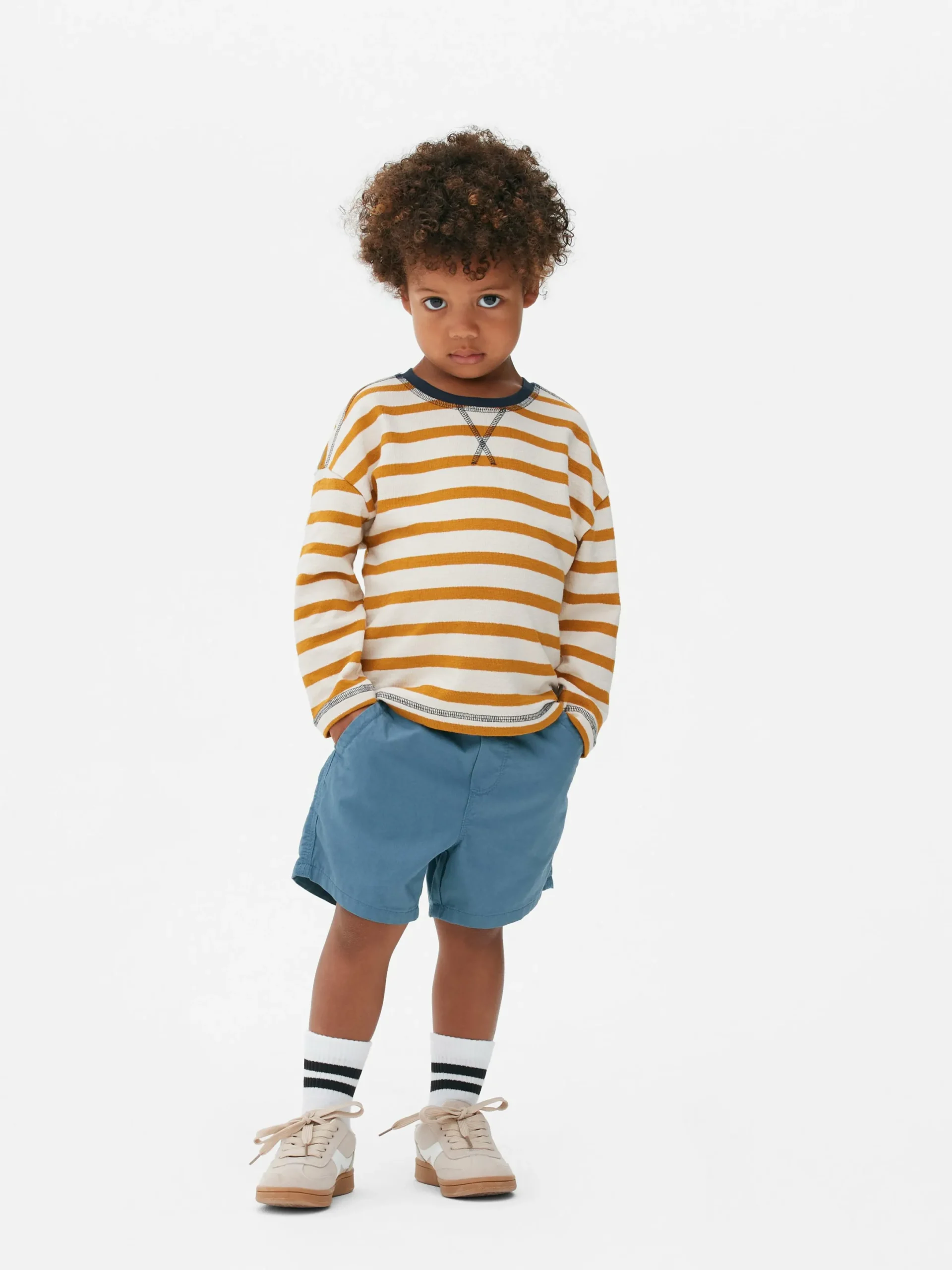 Tops Und T-Shirts|Primark Strukturiertes Langarm-T-Shirt Mit Streifen Senffarben