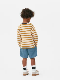 Tops Und T-Shirts|Primark Strukturiertes Langarm-T-Shirt Mit Streifen Senffarben