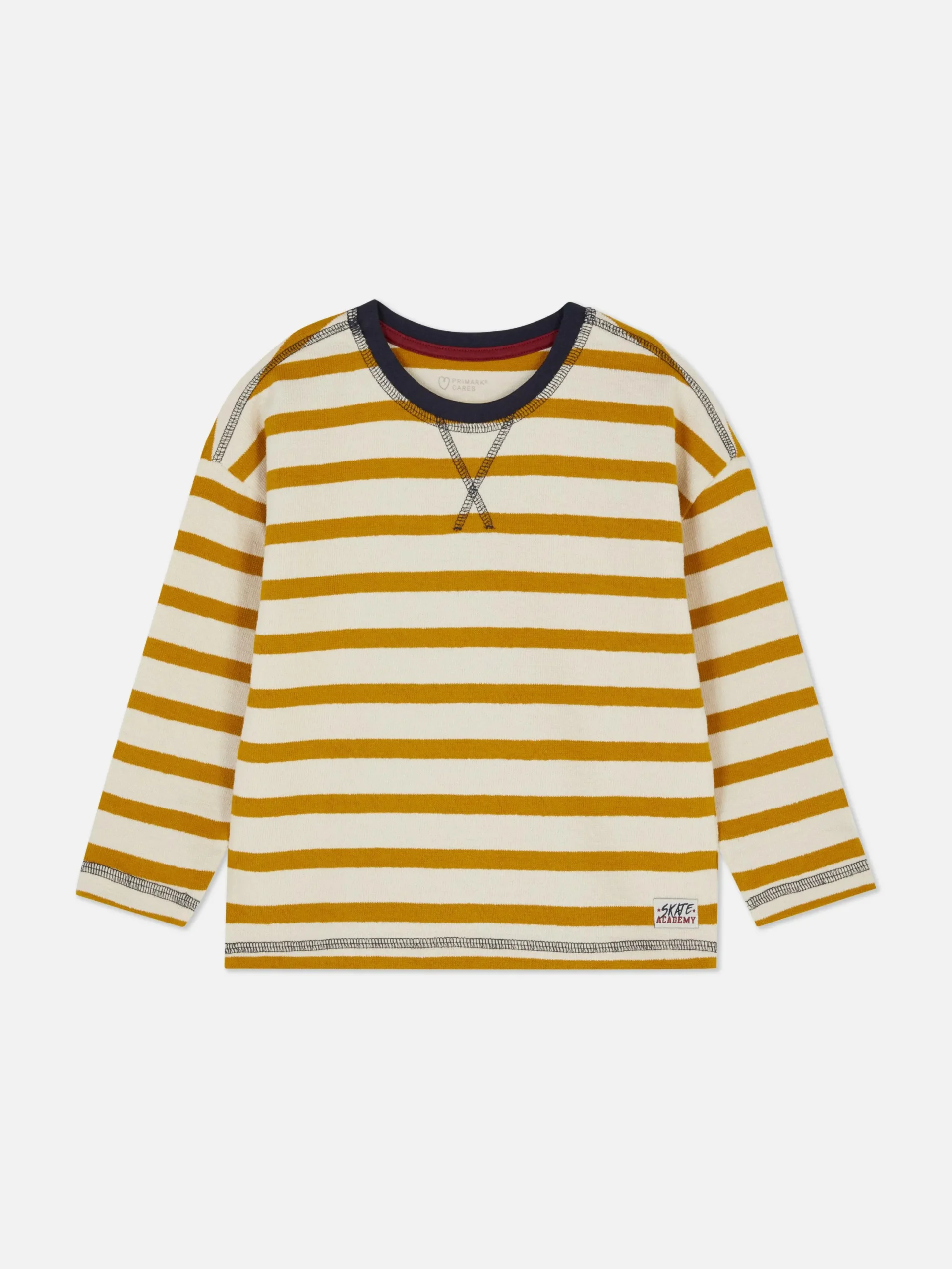 Tops Und T-Shirts|Primark Strukturiertes Langarm-T-Shirt Mit Streifen Senffarben