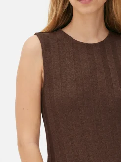 Kleider|Primark Strukturiertes, ärmelloses Maxikleid Mit Streifen Braun