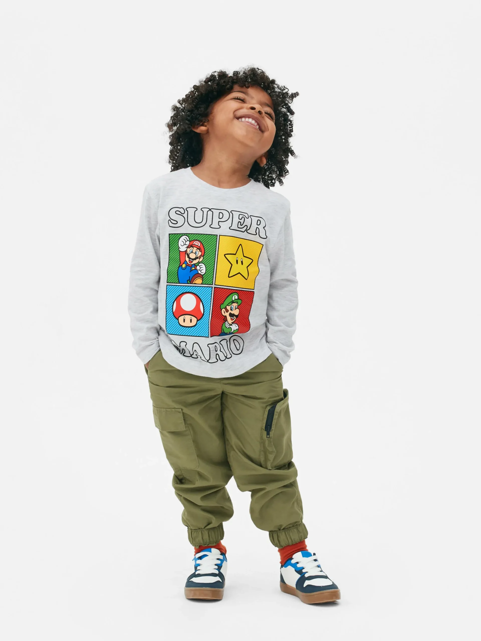 Tops Und T-Shirts|Primark Super Mario Bros. Langärmeliges T-Shirt Grau meliert