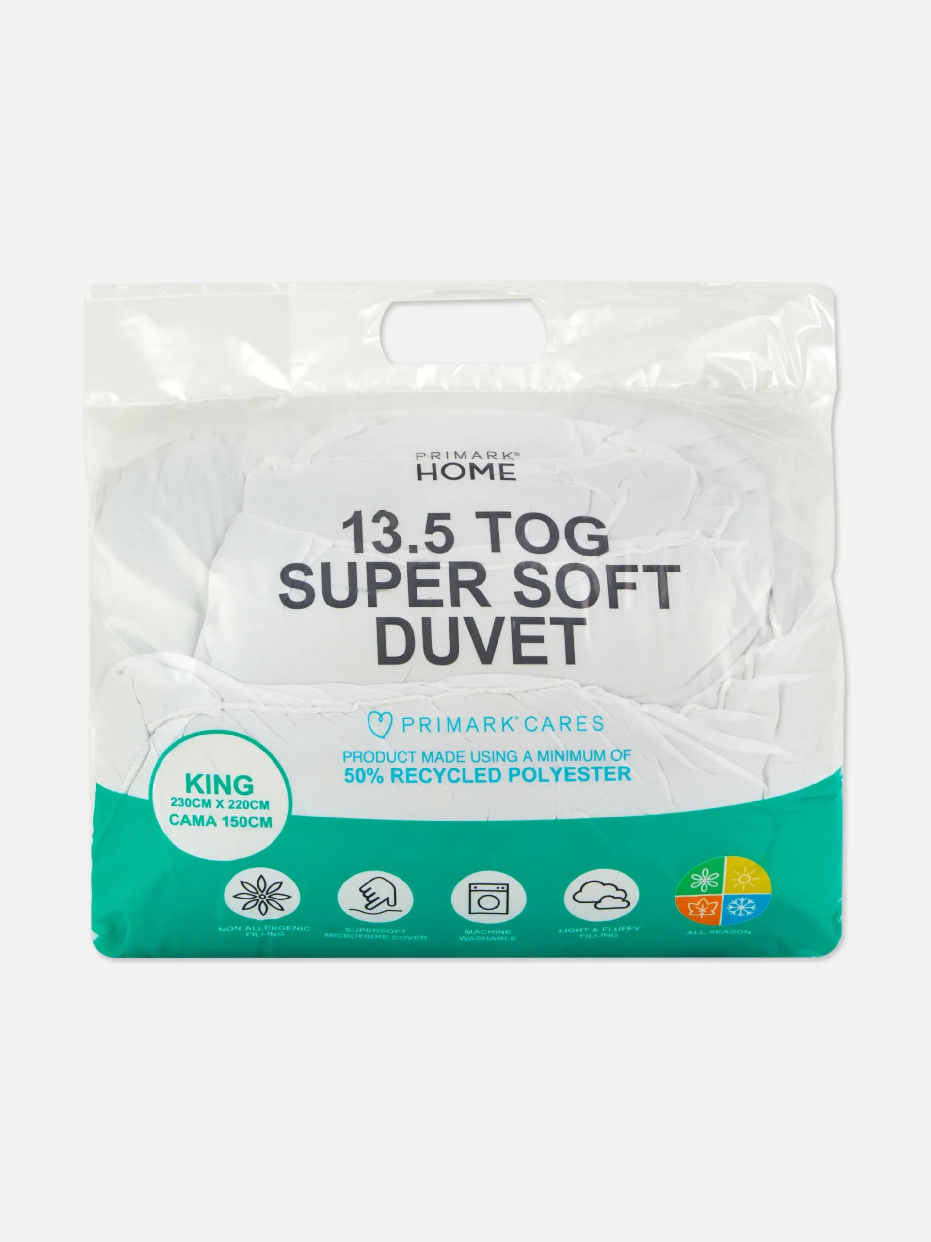 Bettdecken Und Kissen|Primark Superweiche Kingsize-Bettwäsche, 13,5 TOG Weiß