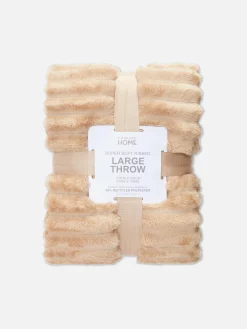 Decken Und Überwurfe|Primark Superweicher, Gerippter Plüschüberwurf Naturfarben