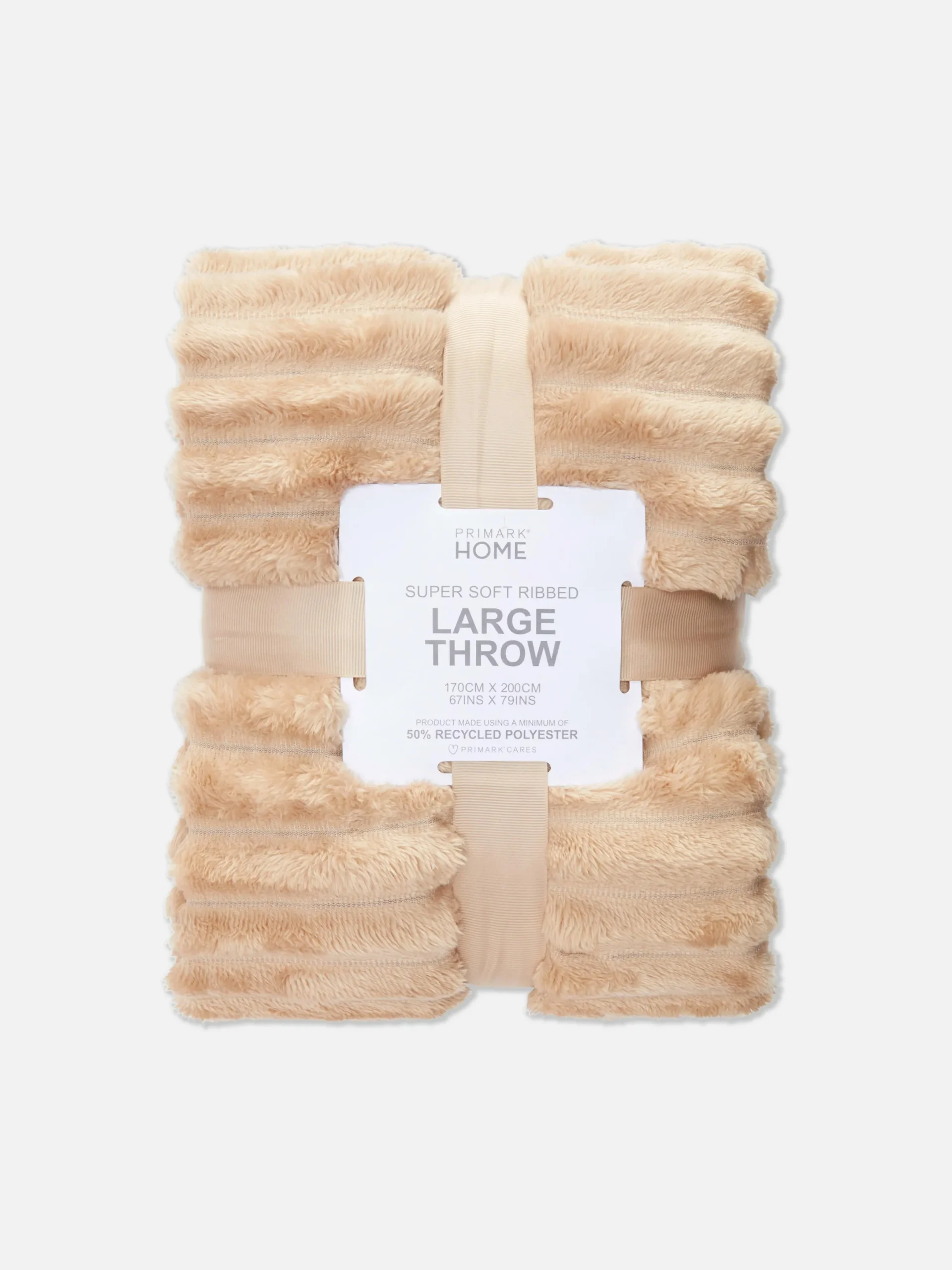 Decken Und Überwurfe|Primark Superweicher, Gerippter Plüschüberwurf Naturfarben