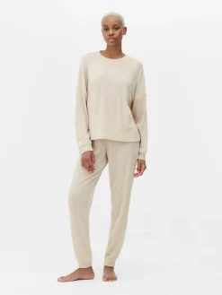 Schlafanzüge|Primark Superweicher, Langer Schlafanzug Hellbeige