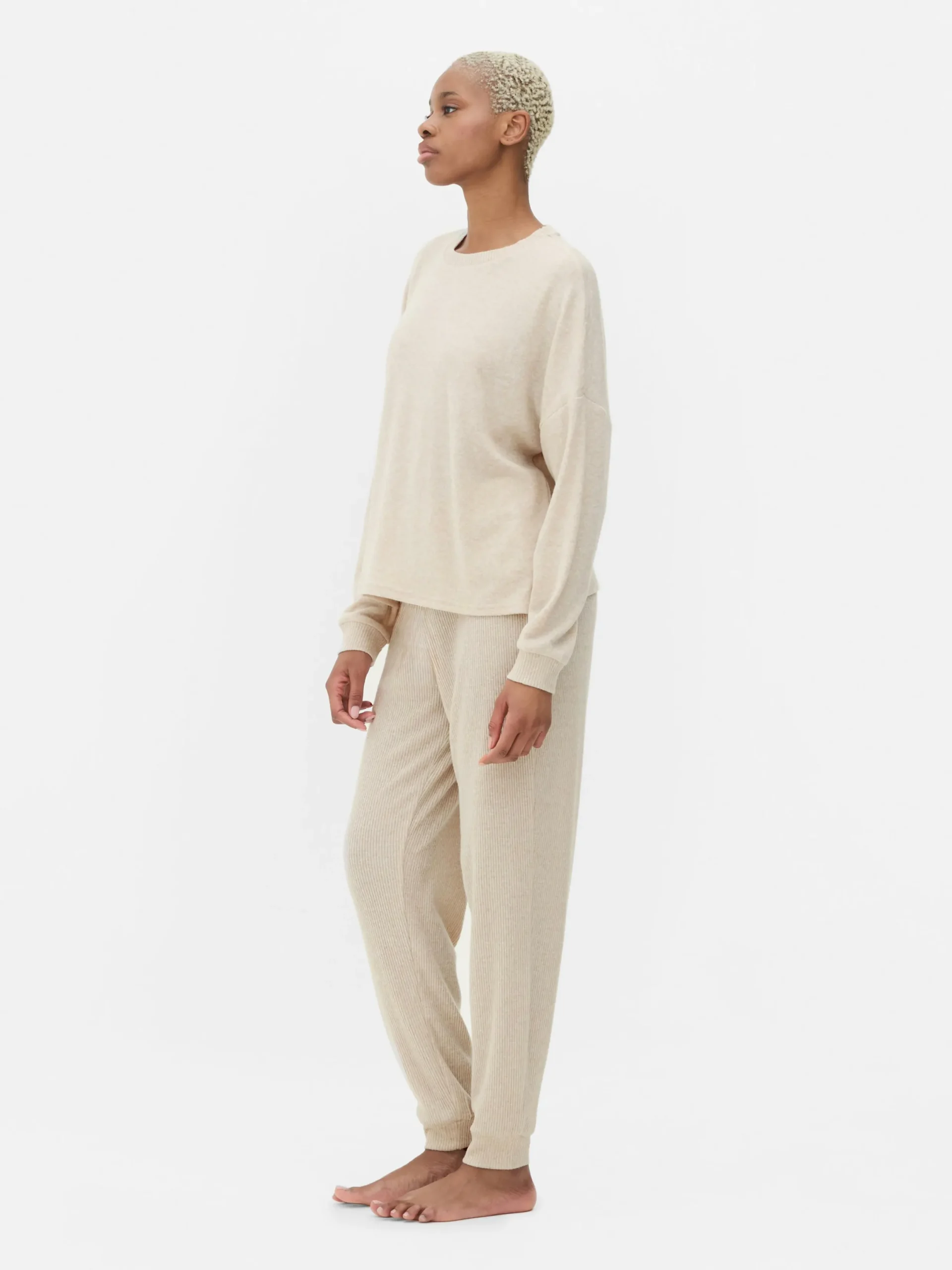 Schlafanzüge|Primark Superweicher, Langer Schlafanzug Hellbeige