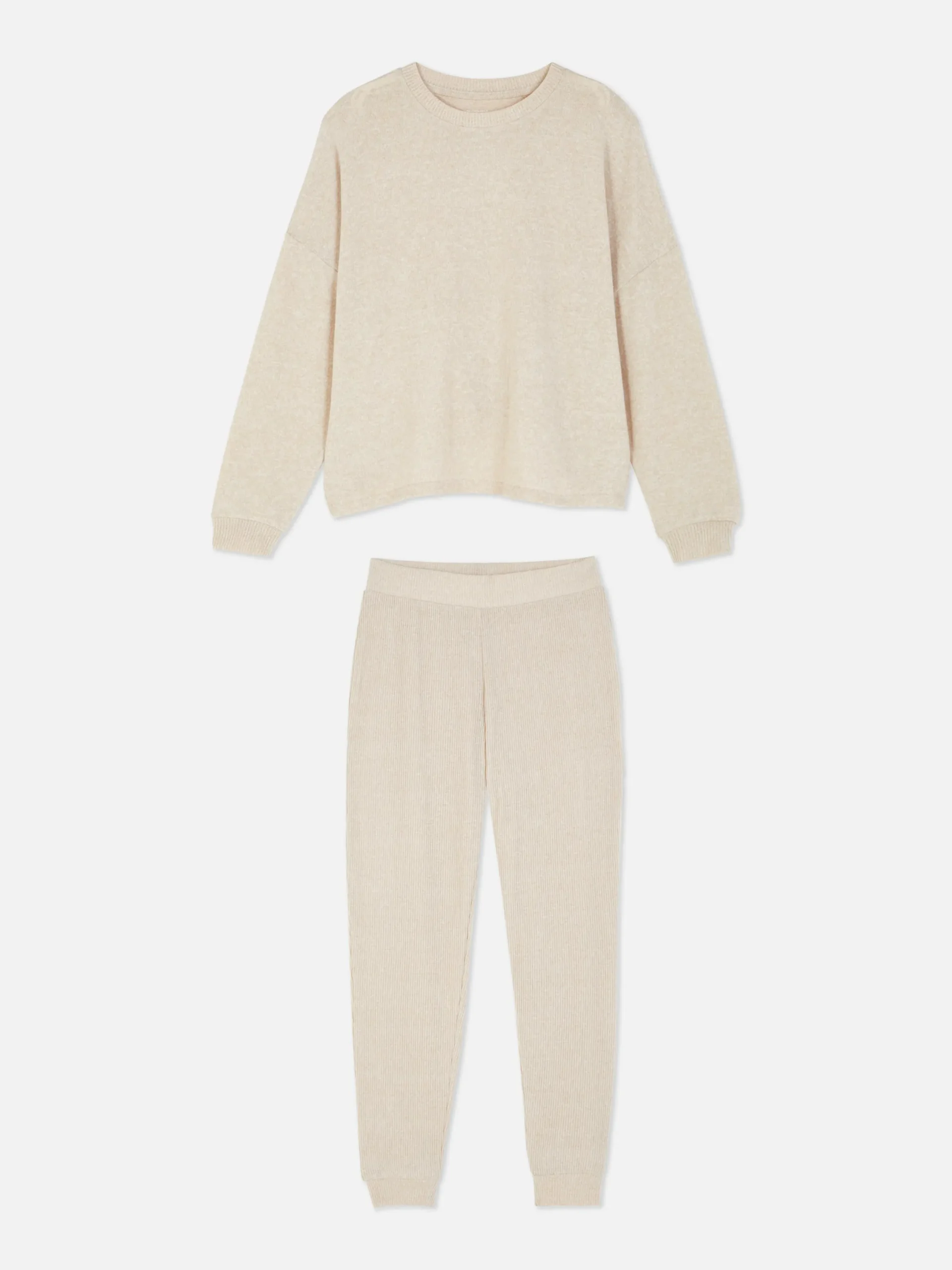Schlafanzüge|Primark Superweicher, Langer Schlafanzug Hellbeige