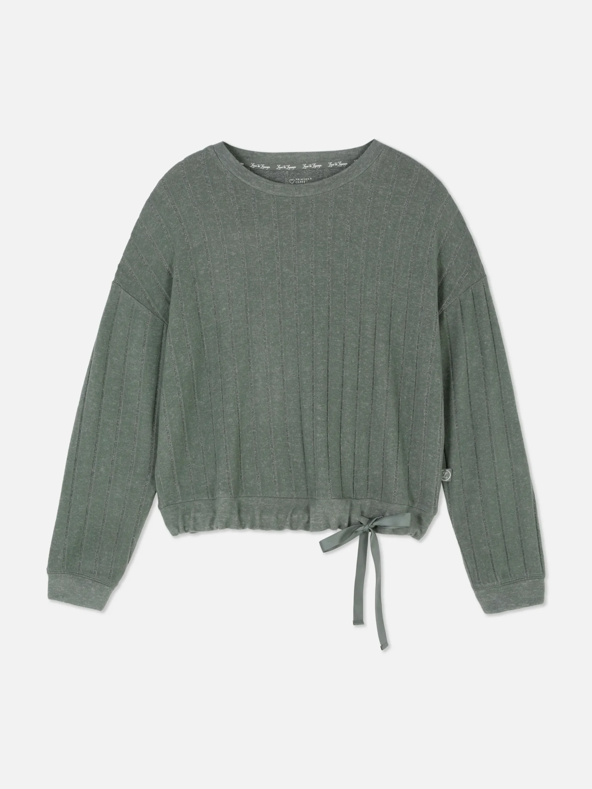 Schlafanzugoberteile|Primark Superweiches, Geripptes Schlafanzugtop Mit Schleife Khakifarben