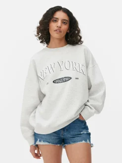 Hoodies Und Sweatshirts|Primark Sweatshirt Im Oversized-Look Mit Print Grau meliert