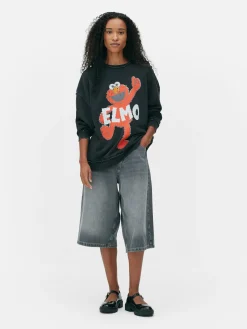 Hoodies Und Sweatshirts|Primark Sweatshirt Im Oversized-Look Mit „Sesamstraße“ Grafik Anthrazitfarben