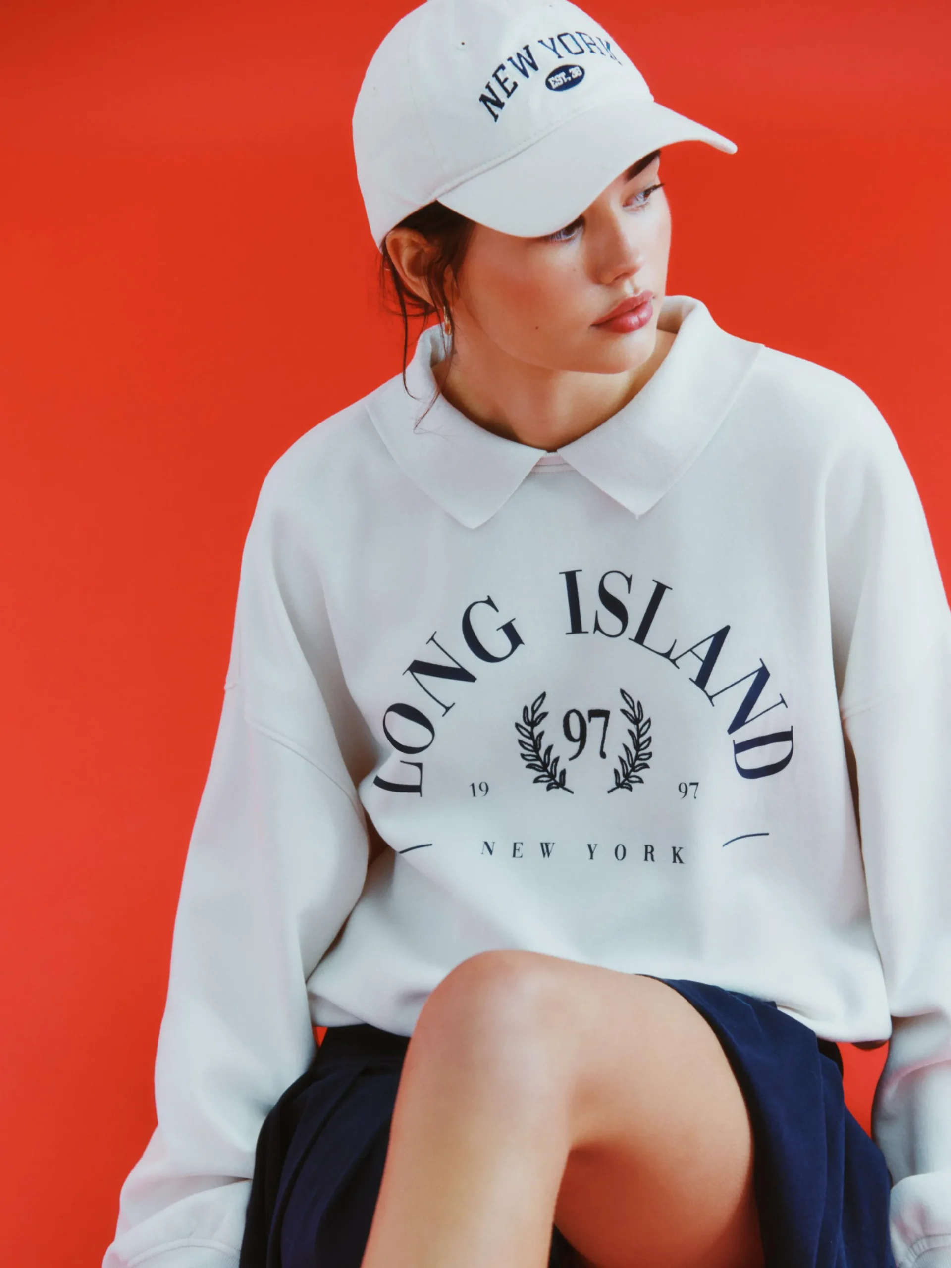 Hoodies Und Sweatshirts|Primark Sweatshirt Mit Kragen Und Grafik Cremefarben