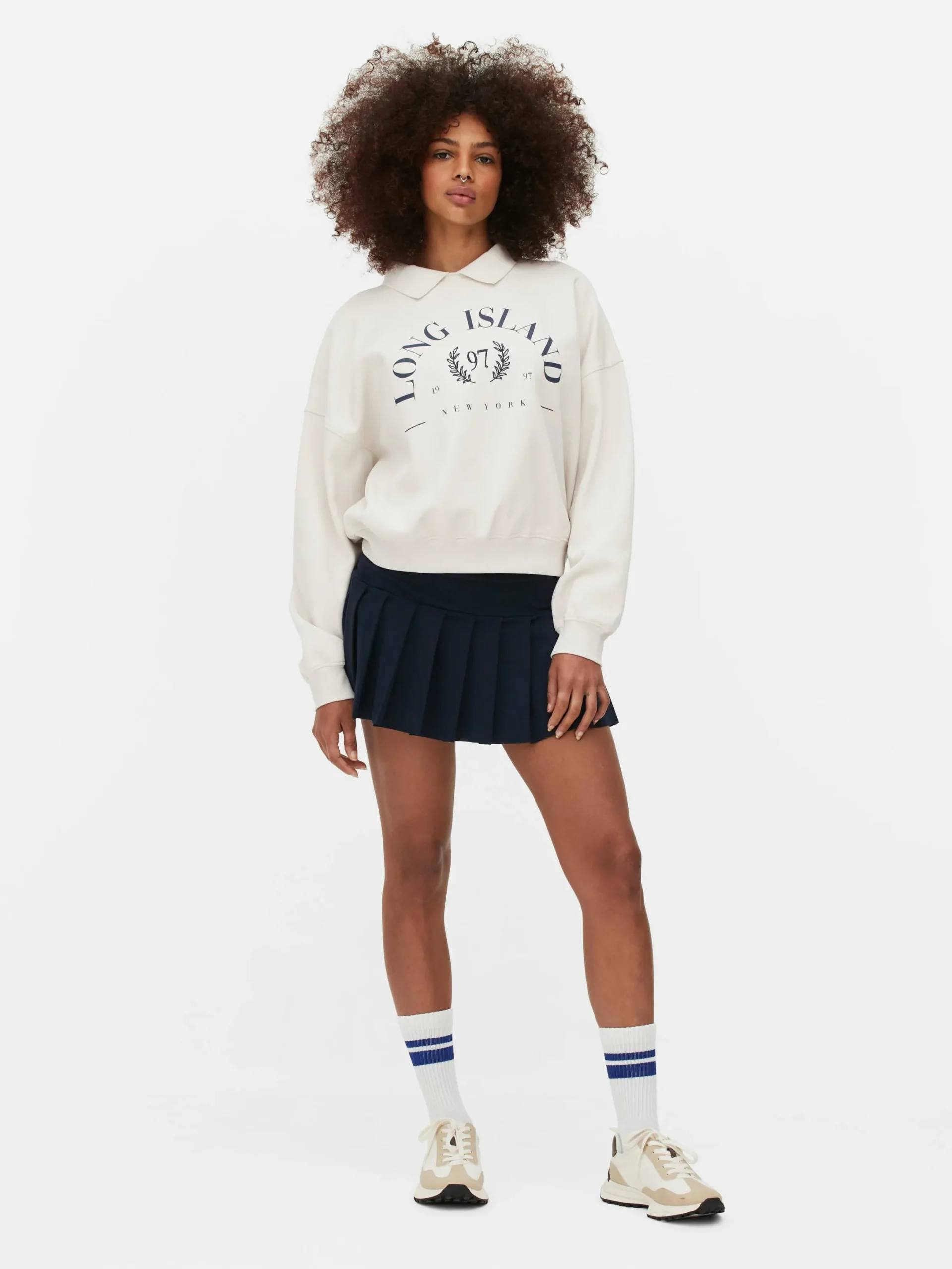 Hoodies Und Sweatshirts|Primark Sweatshirt Mit Kragen Und Grafik Cremefarben