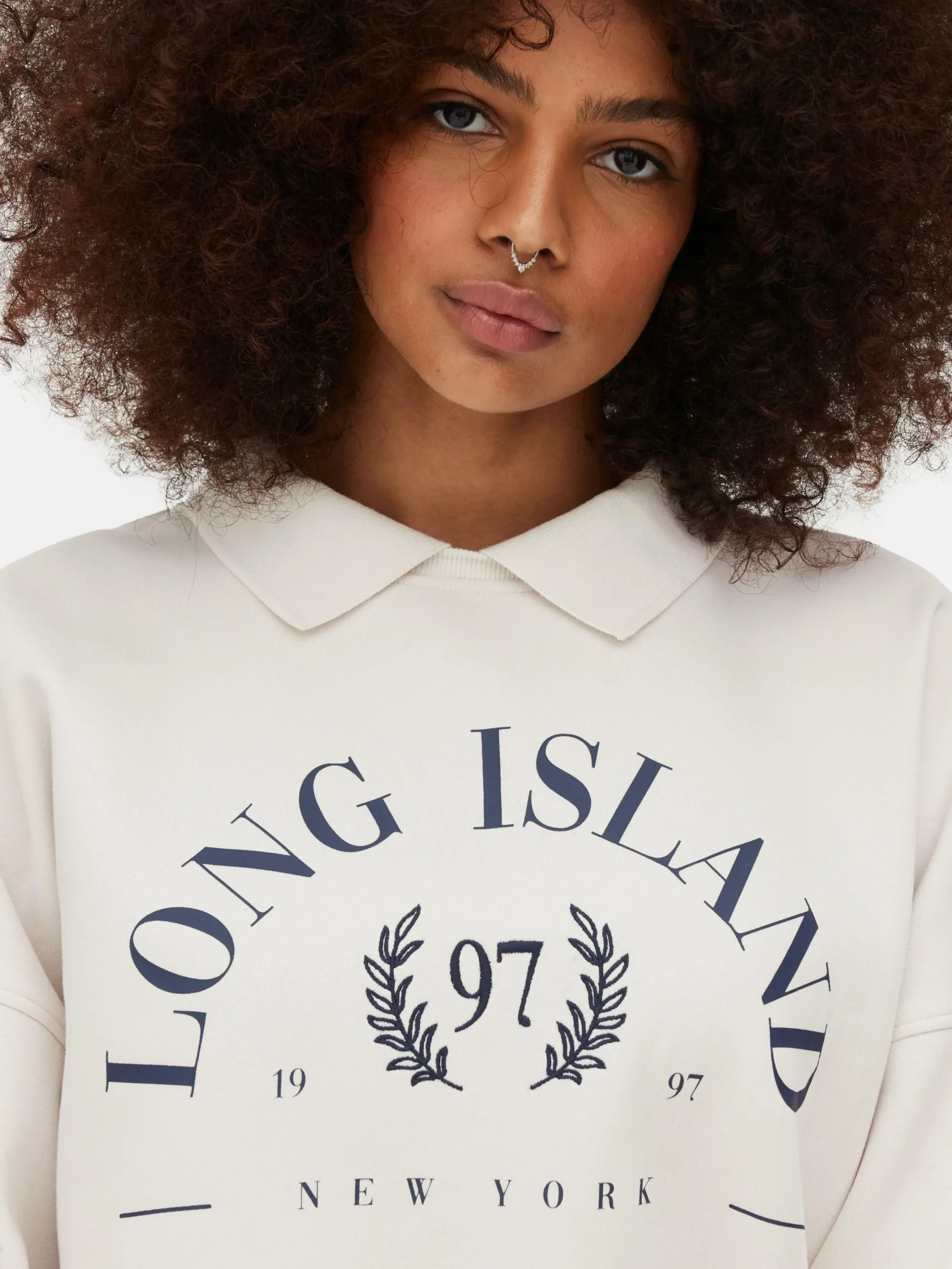 Hoodies Und Sweatshirts|Primark Sweatshirt Mit Kragen Und Grafik Cremefarben