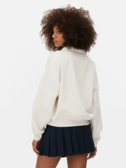 Hoodies Und Sweatshirts|Primark Sweatshirt Mit Kragen Und Grafik Cremefarben