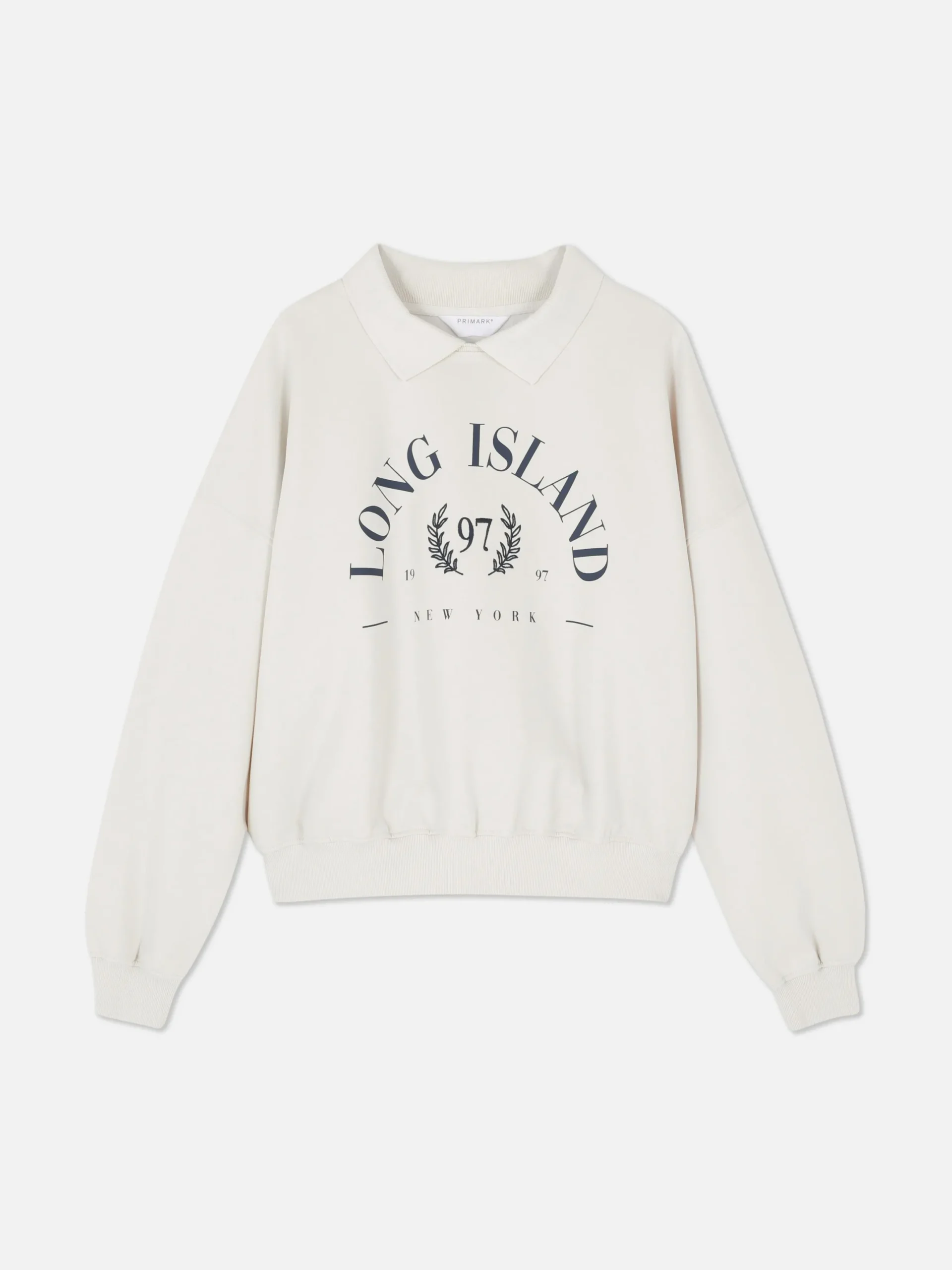 Hoodies Und Sweatshirts|Primark Sweatshirt Mit Kragen Und Grafik Cremefarben