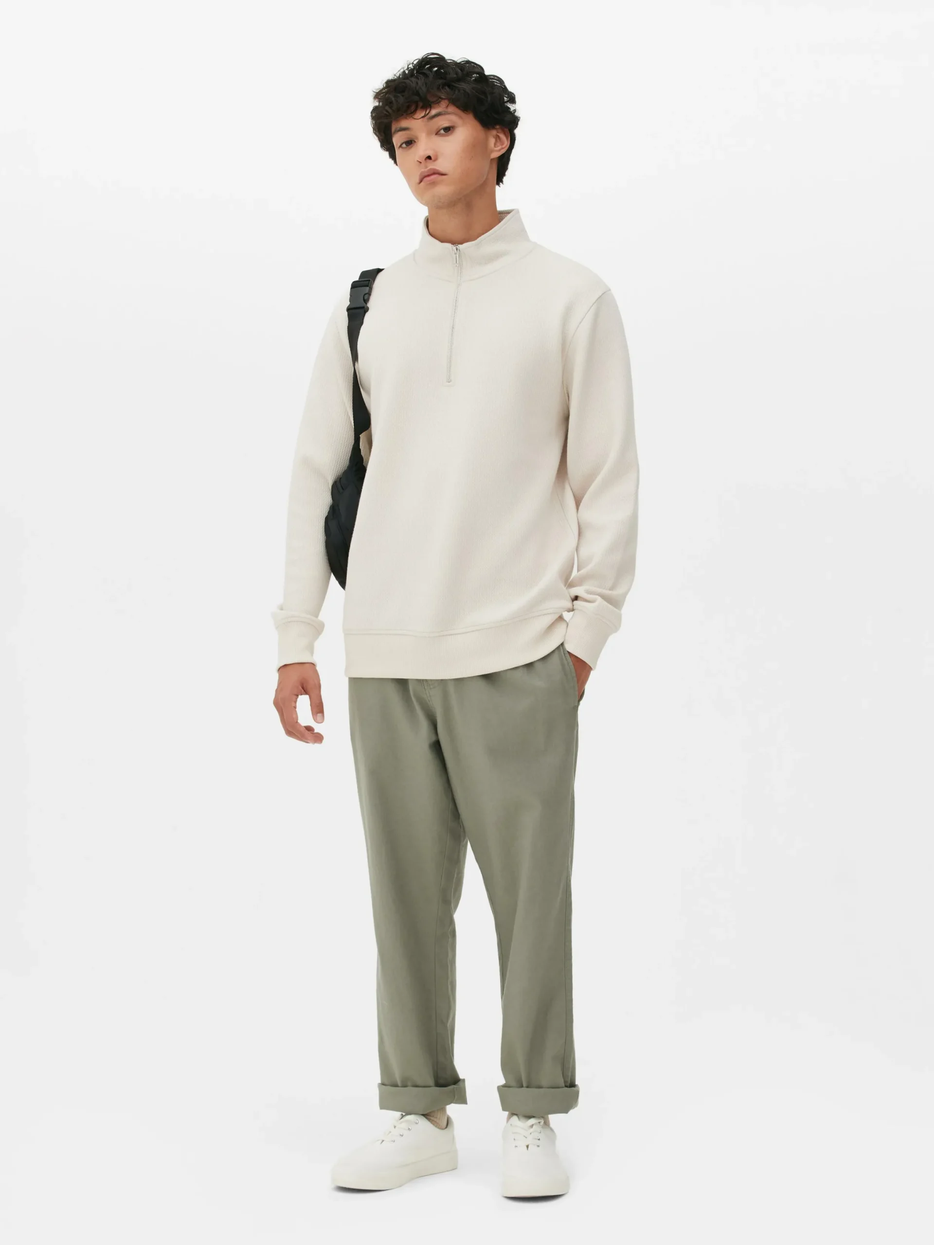 Hoodies Und Sweatshirts|Primark Sweatshirt Mit Reißverschluss Und Geometrie-Muster Ecrufarben