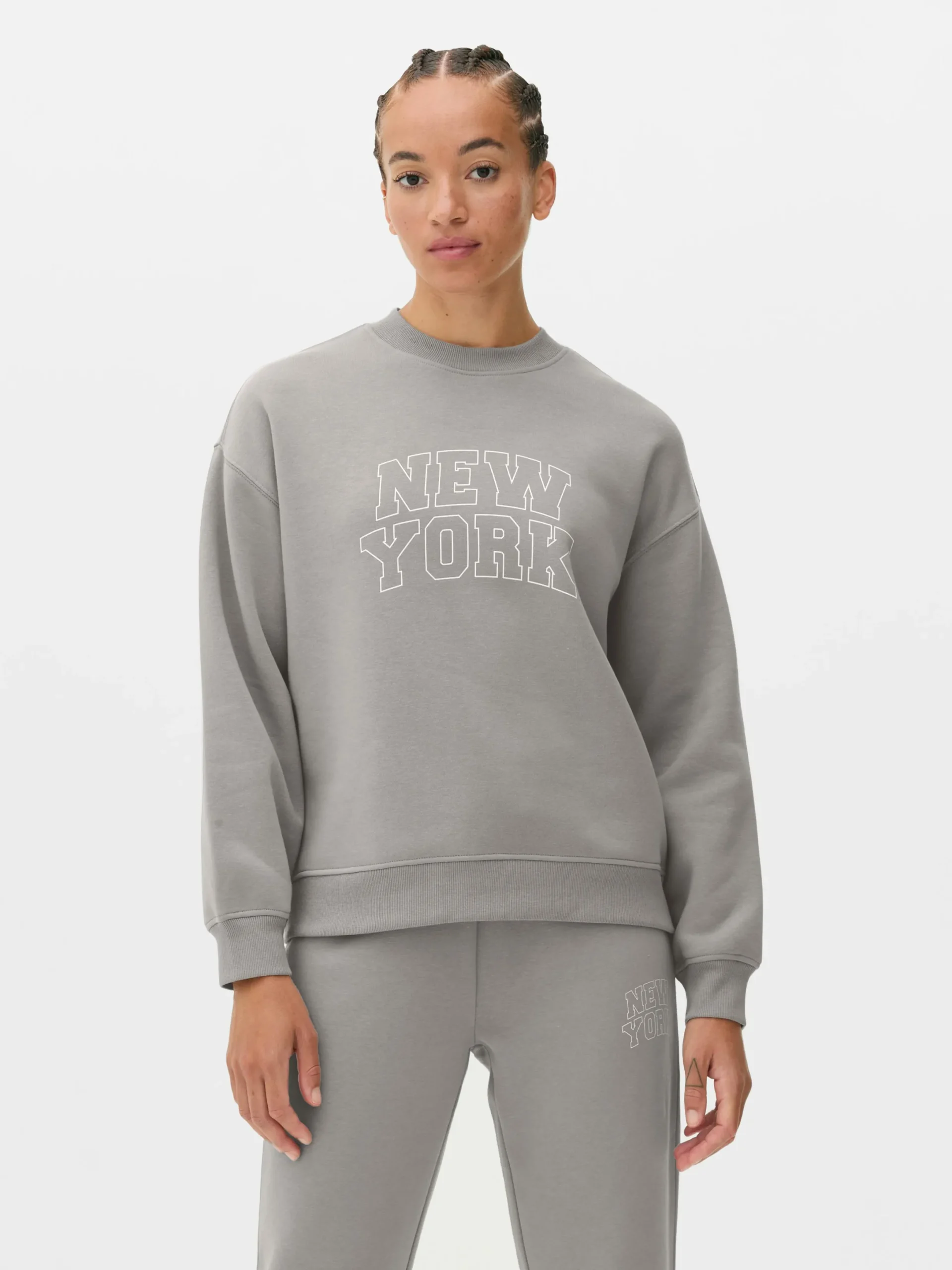Hoodies Und Sweatshirts|Primark Sweatshirt Mit Slogan Und Rundhalsausschnitt Grau