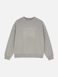 Hoodies Und Sweatshirts|Primark Sweatshirt Mit Slogan Und Rundhalsausschnitt Grau