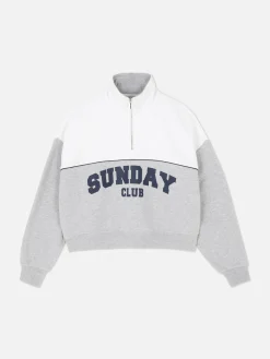 Hoodies Und Sweatshirts|Primark Sweatshirt Mit Trichterkragen Und Grafik Grau meliert