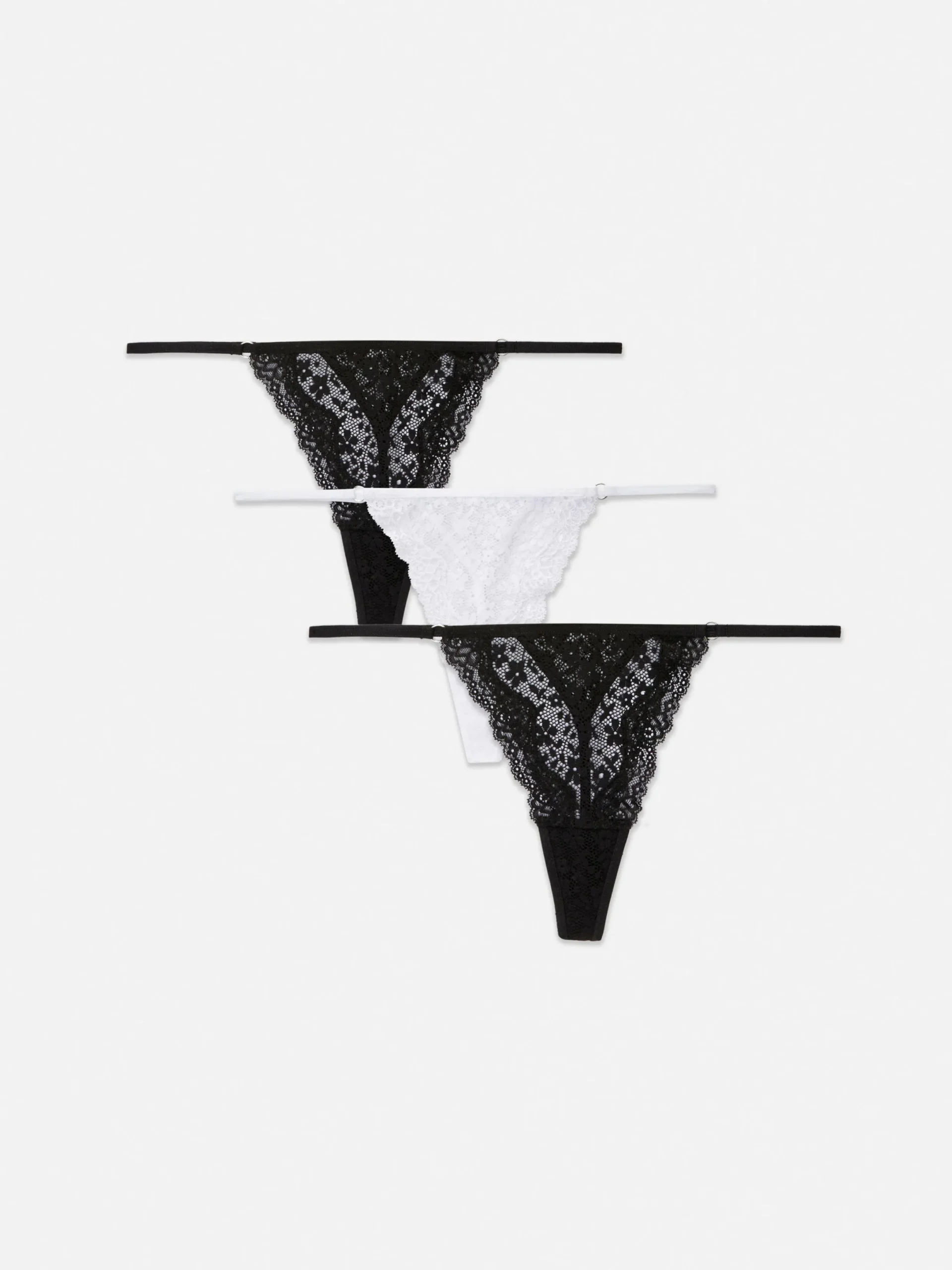 Slips|Primark Tangas Aus Spitze, 3er-Pack Schwarz/Weiß