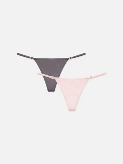 Slips|Primark Tangas Mit Strassschnalle, 2er-Pack Grau