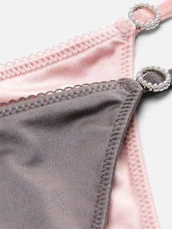 Slips|Primark Tangas Mit Strassschnalle, 2er-Pack Grau