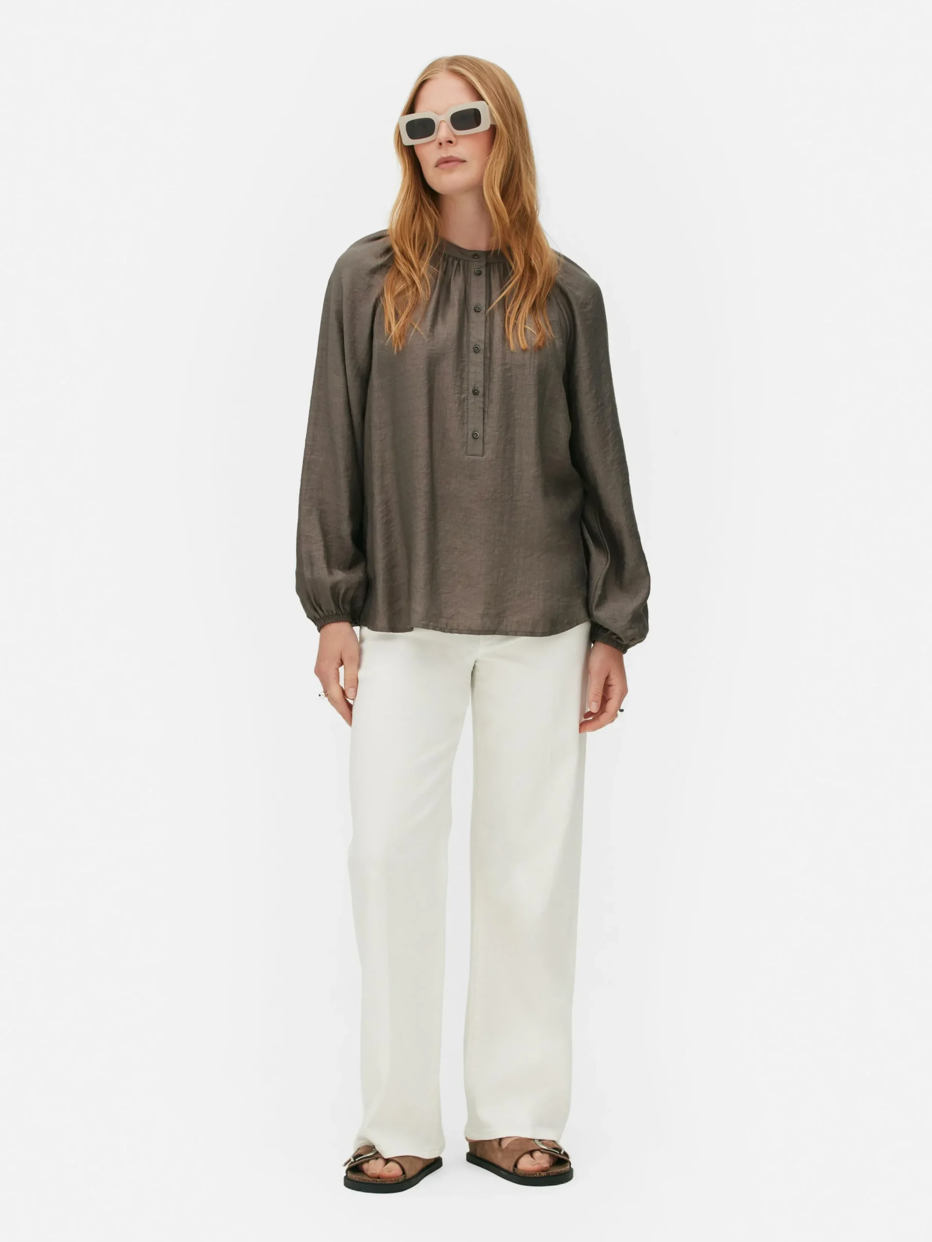 Blusen|Primark „The Edit“ Bluse Mit Ballonärmeln Taupefarben