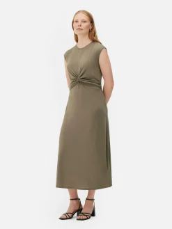 Kleider|Primark „The Edit“ Jerseykleid Mit Twistdetail Taupefarben