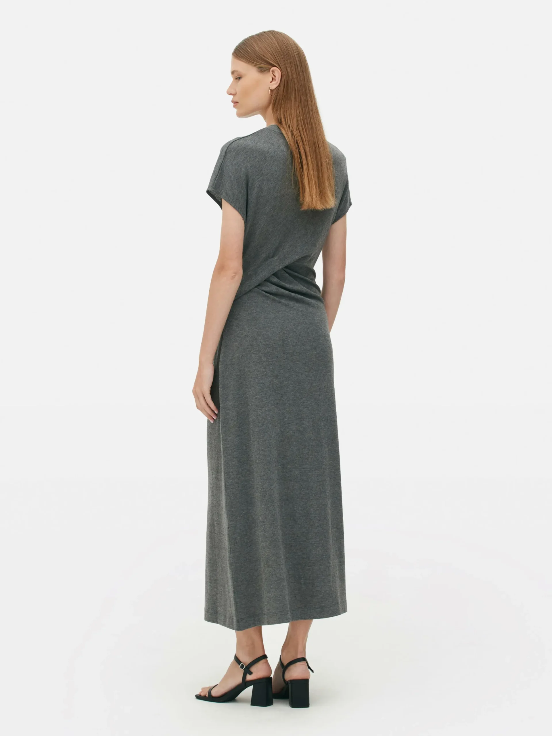 Kleider|Primark „The Edit“ Jersey-Midikleid Mit Twistdetail Grau meliert