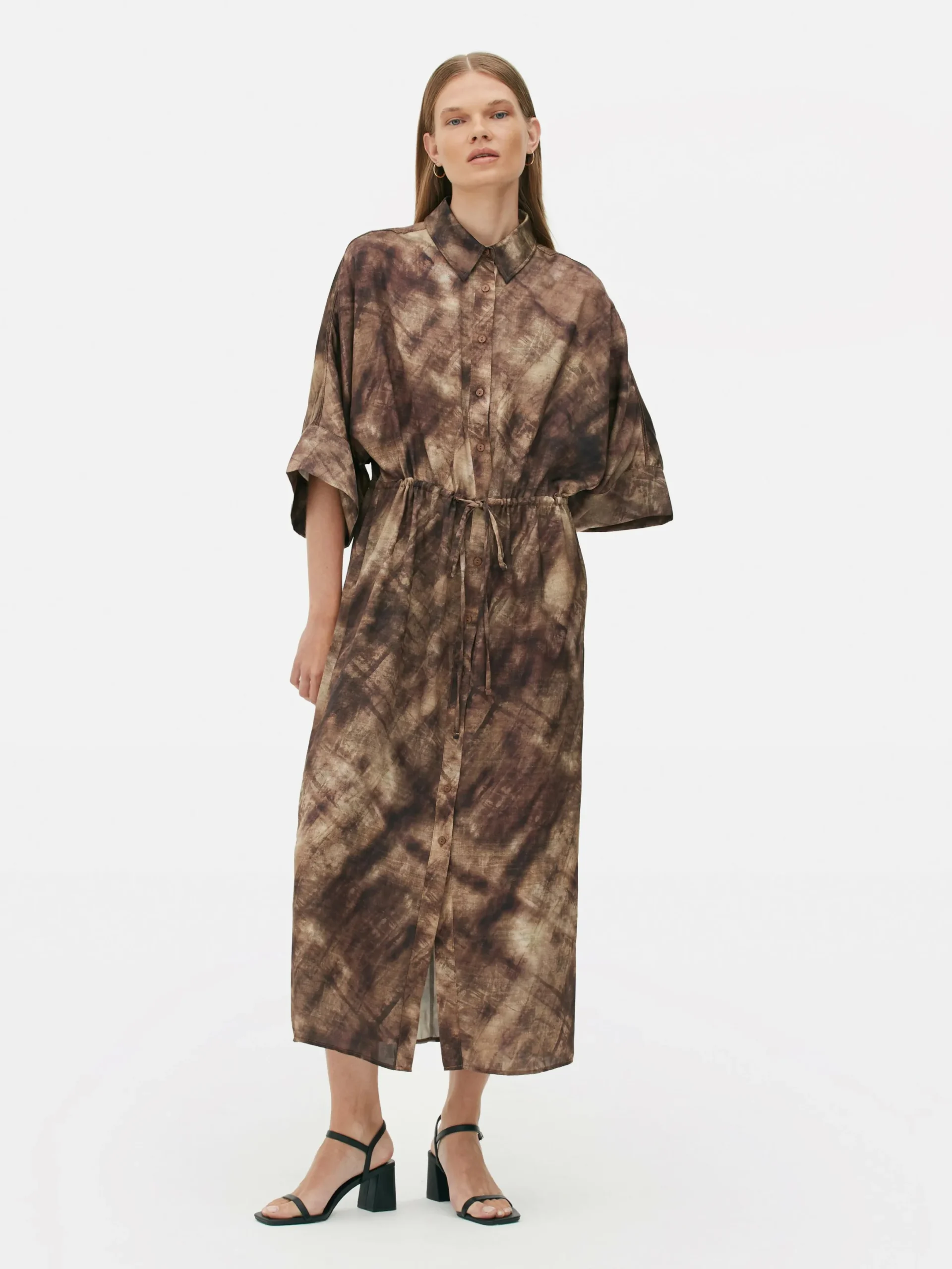 Kleider|Primark „The Edit“ Midaxi-Hemdkleid Kamelbraun