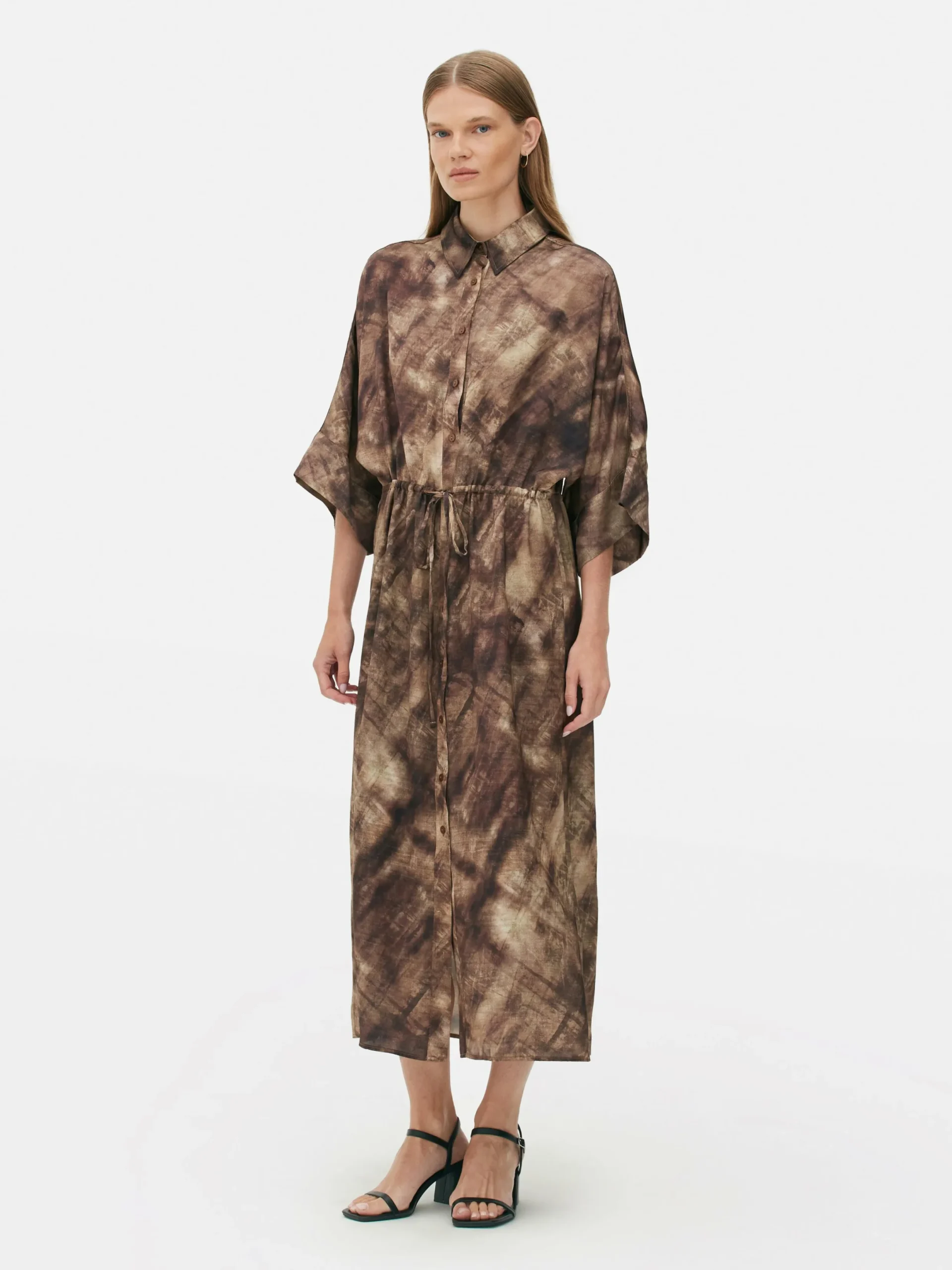Kleider|Primark „The Edit“ Midaxi-Hemdkleid Kamelbraun