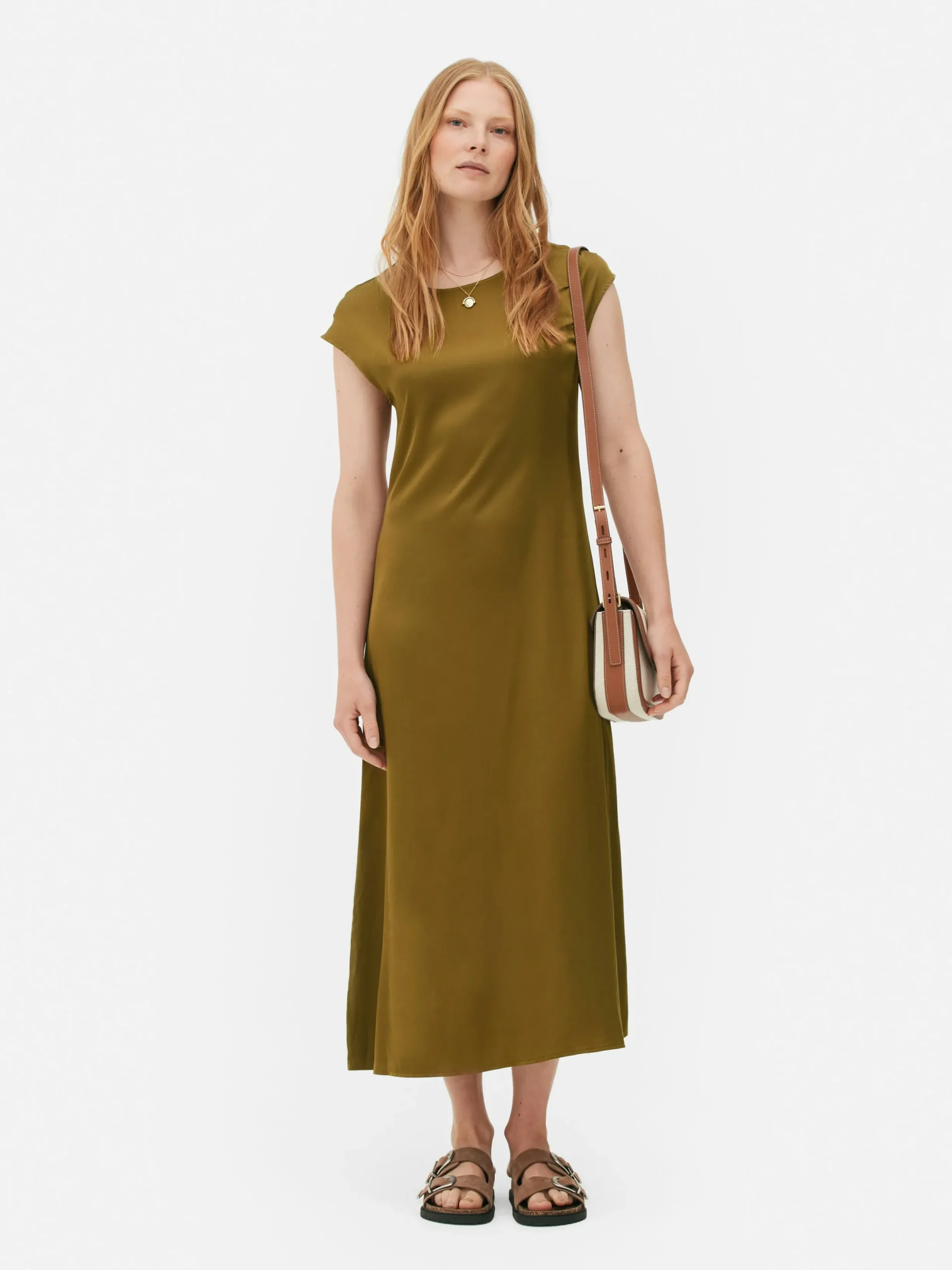 Kleider|Primark „The Edit“ Satin-Midikleid Gold