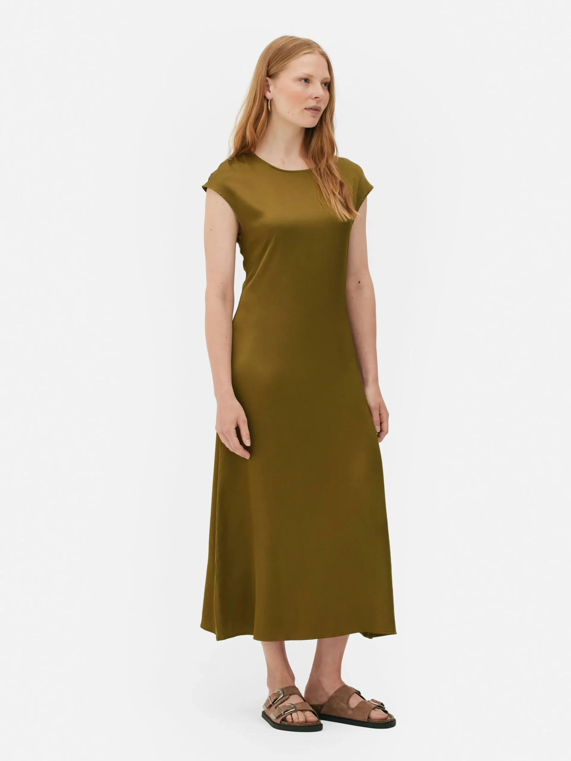 Kleider|Primark „The Edit“ Satin-Midikleid Gold