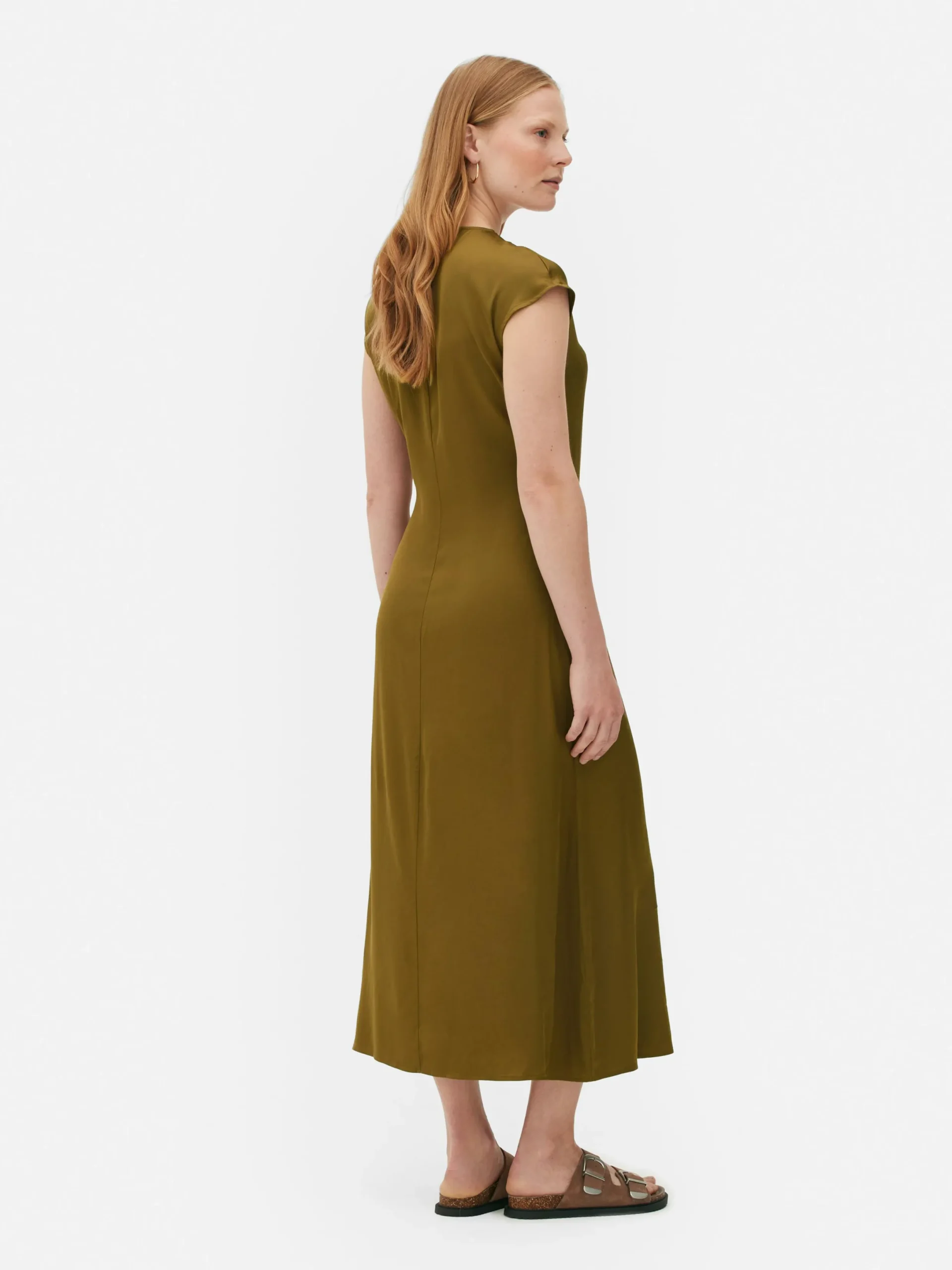 Kleider|Primark „The Edit“ Satin-Midikleid Gold