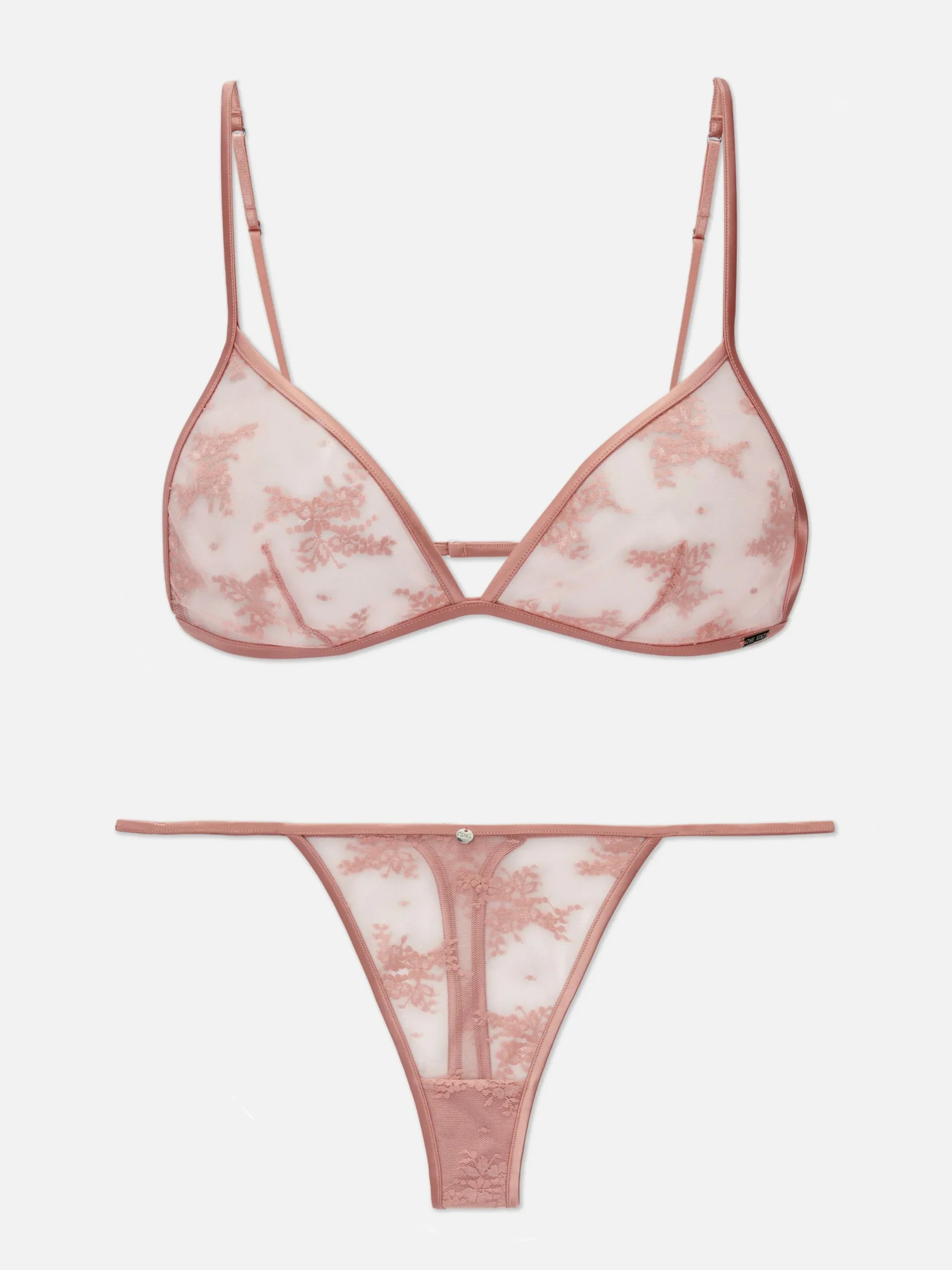 Dessous-Sets|Primark „The Edit“ Spitzenunterwäsche Mit Triangel-Bralette Rosa