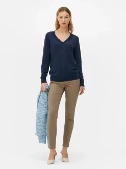 Pullover Und Cardigans|Primark „The Edit“ Strickpullover Mit V-Ausschnitt Marineblau