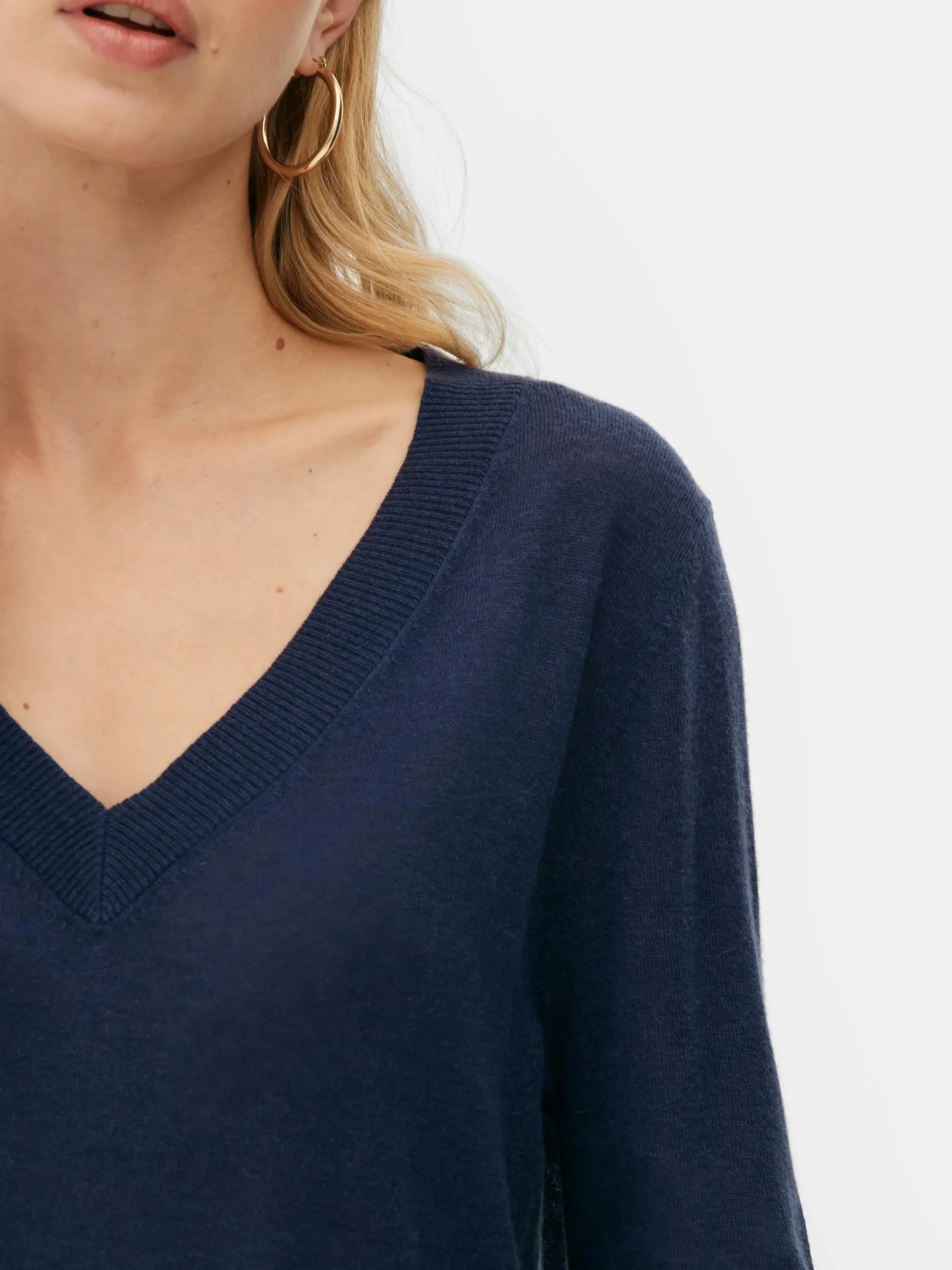 Pullover Und Cardigans|Primark „The Edit“ Strickpullover Mit V-Ausschnitt Marineblau