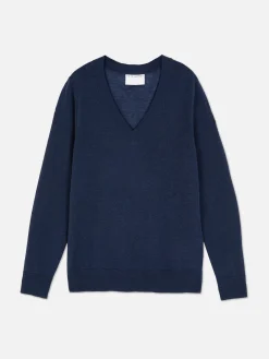 Pullover Und Cardigans|Primark „The Edit“ Strickpullover Mit V-Ausschnitt Marineblau
