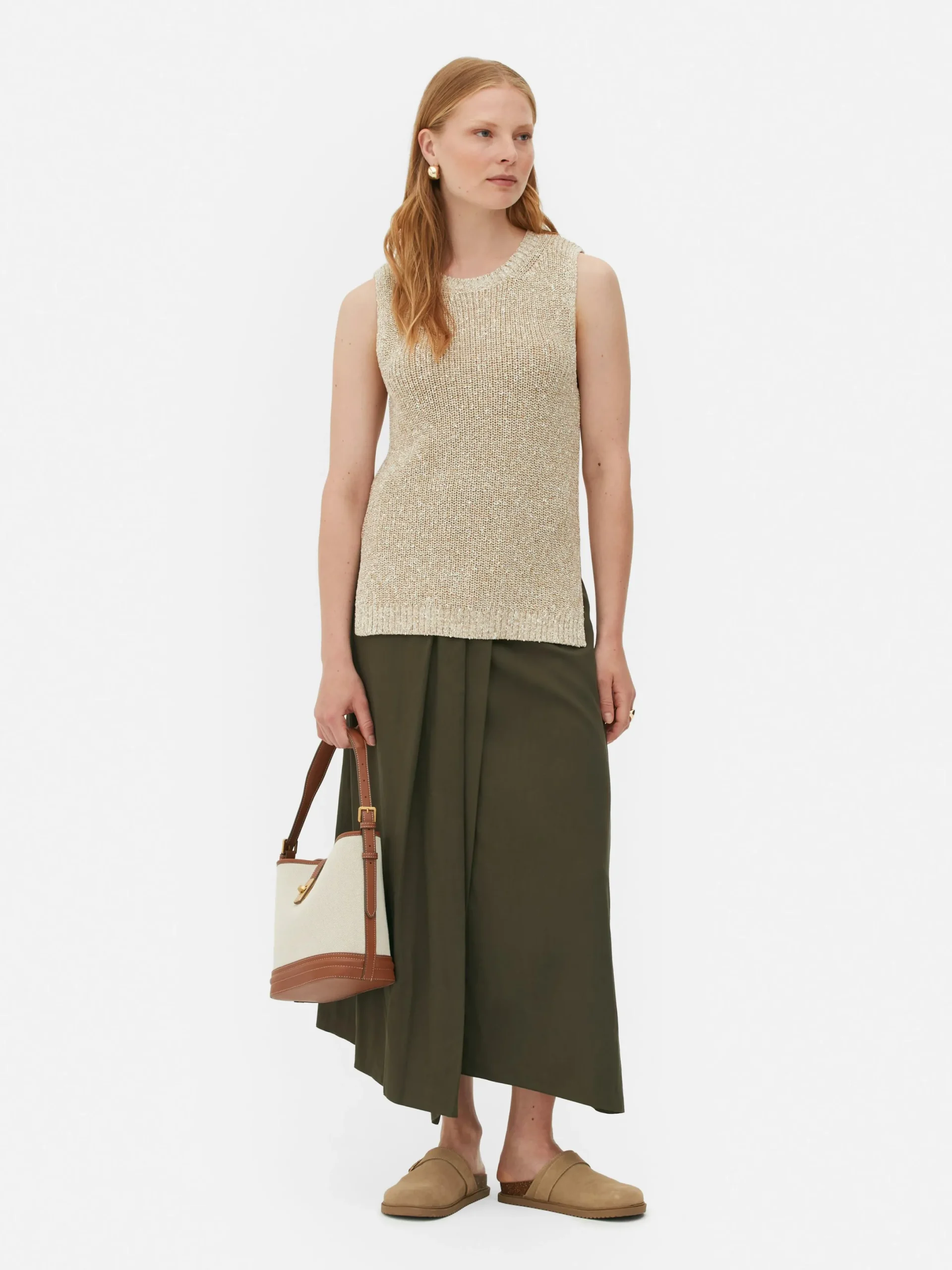 Tops Und T-Shirts|Primark „The Edit“ Stricktop Ecrufarben