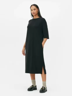 Kleider|Primark „The Edit“ T-Shirt-Midikleid Schwarz