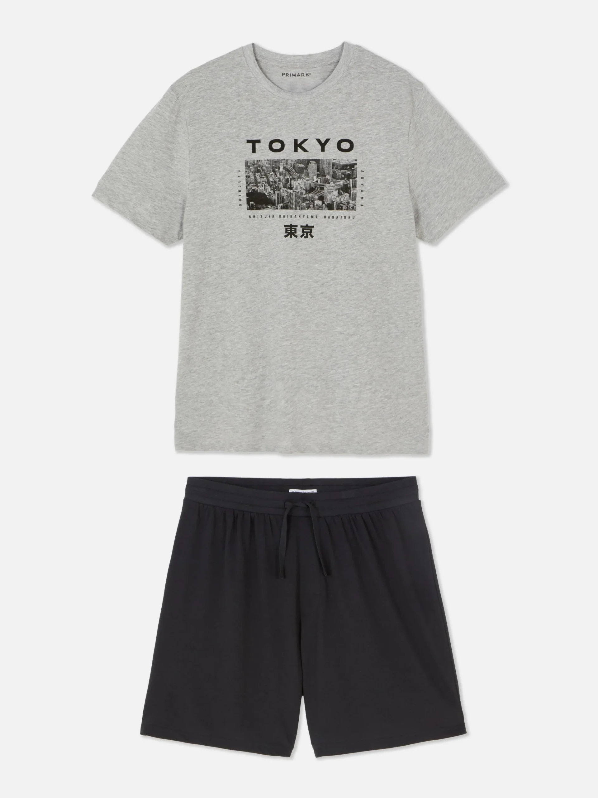 Schlafanzüge|Primark „Tokyo“ Schlafanzug Mit T-Shirt Und Shorts Grau meliert