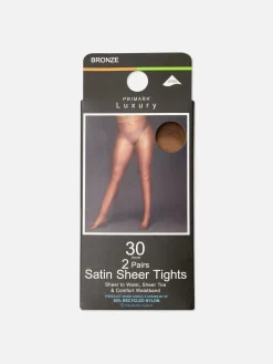 Strumpfhosen|Primark Transparente Satin-Strumpfhose, 30 Den, 2er-Pack Bronzefarben