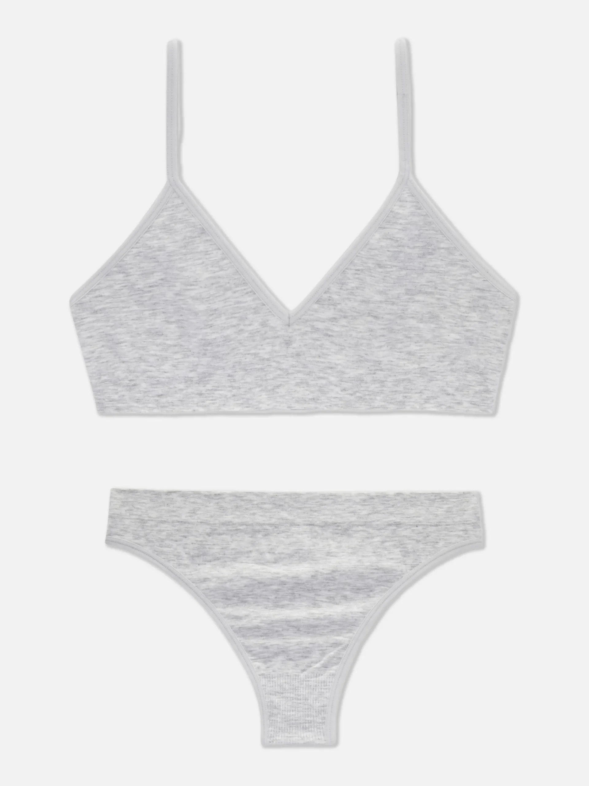 Dessous-Sets|Primark Triangel-Bralette-BH Und Slip Im Nahtlosen Set Grau meliert