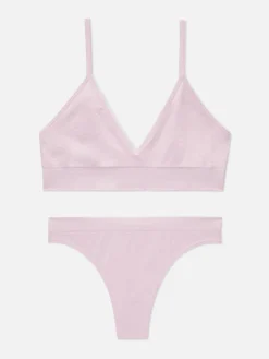 Dessous-Sets|Primark Triangel-Bralette-BH Und Tanga Im Nahtlosen Set Hellrosa